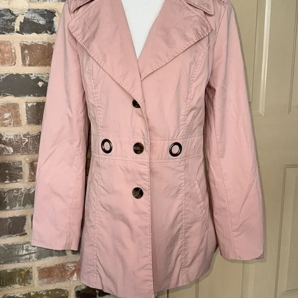 Sandro Peach Tan Short Trench Utility Jacket Self Tie Cotton Blend - Picture 3 of 13